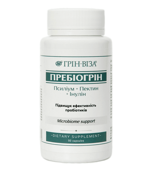 Псіліум, пектин, інулін пребіотик Пребіогрін, 90 капсул