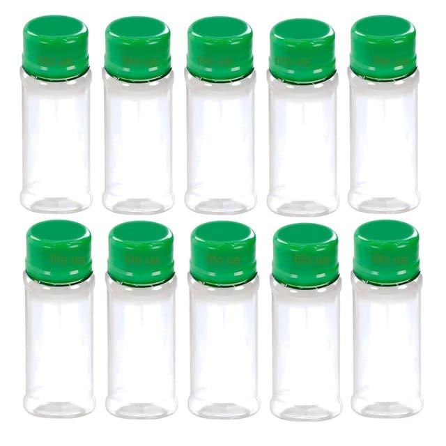 Набір баночок для спецій 10 шт + 12 наклейок 100 мл зелені