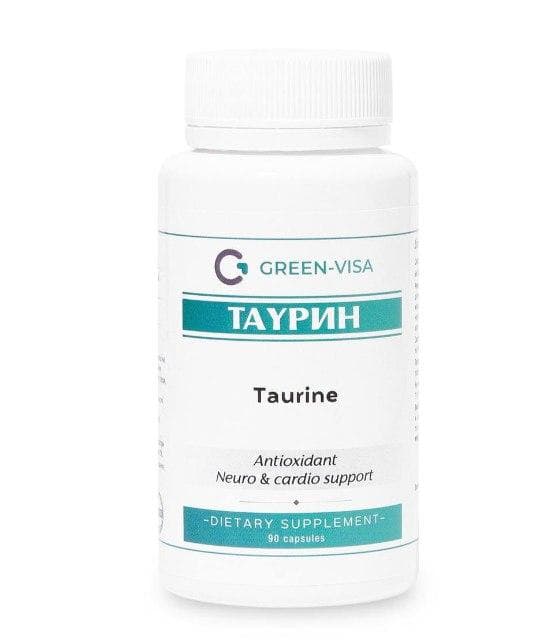 Таурін амінокислота 500 мг, антиоксидант, 90 капсул